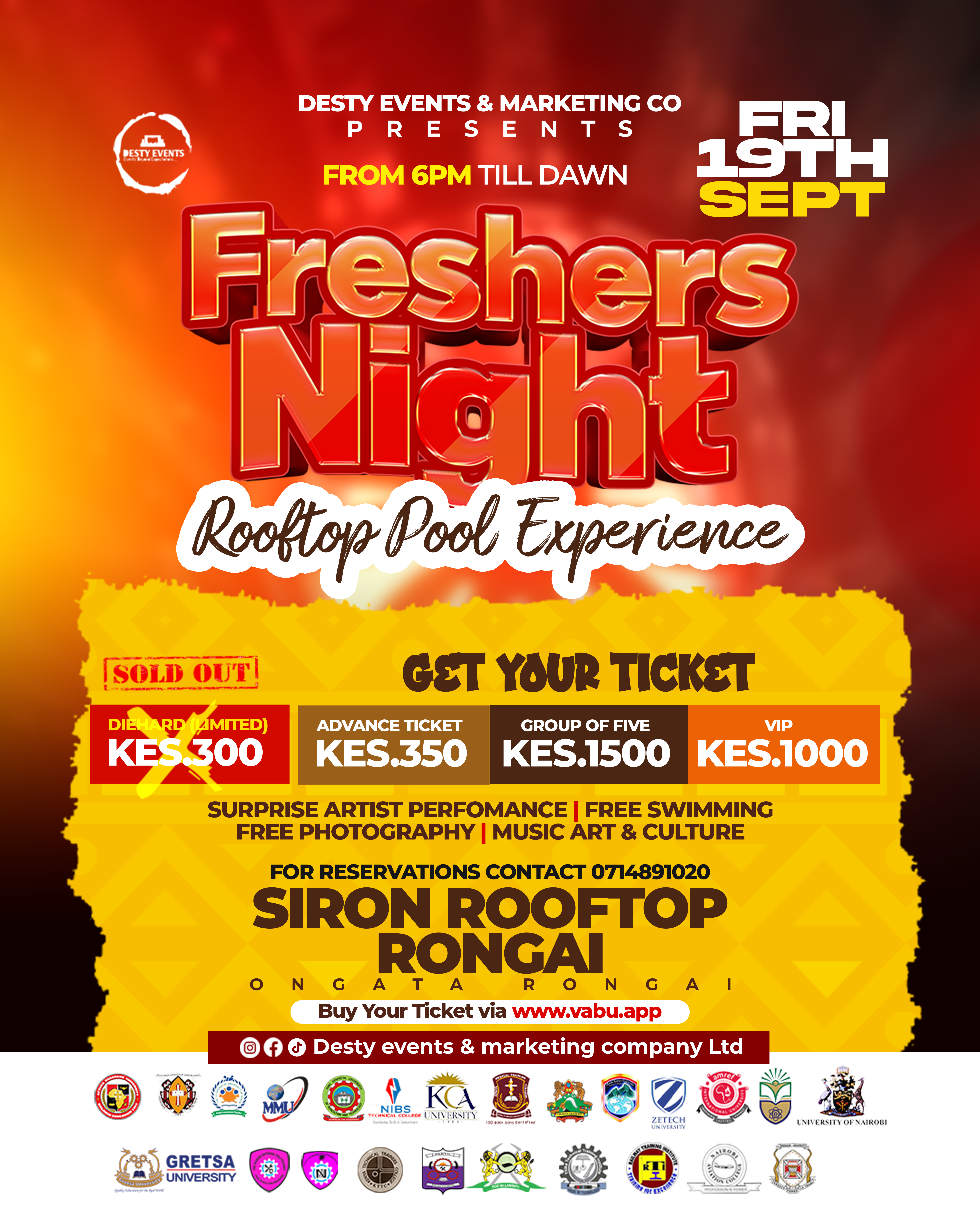 FRESHERS NIGHT-the rooftop pool Experience
