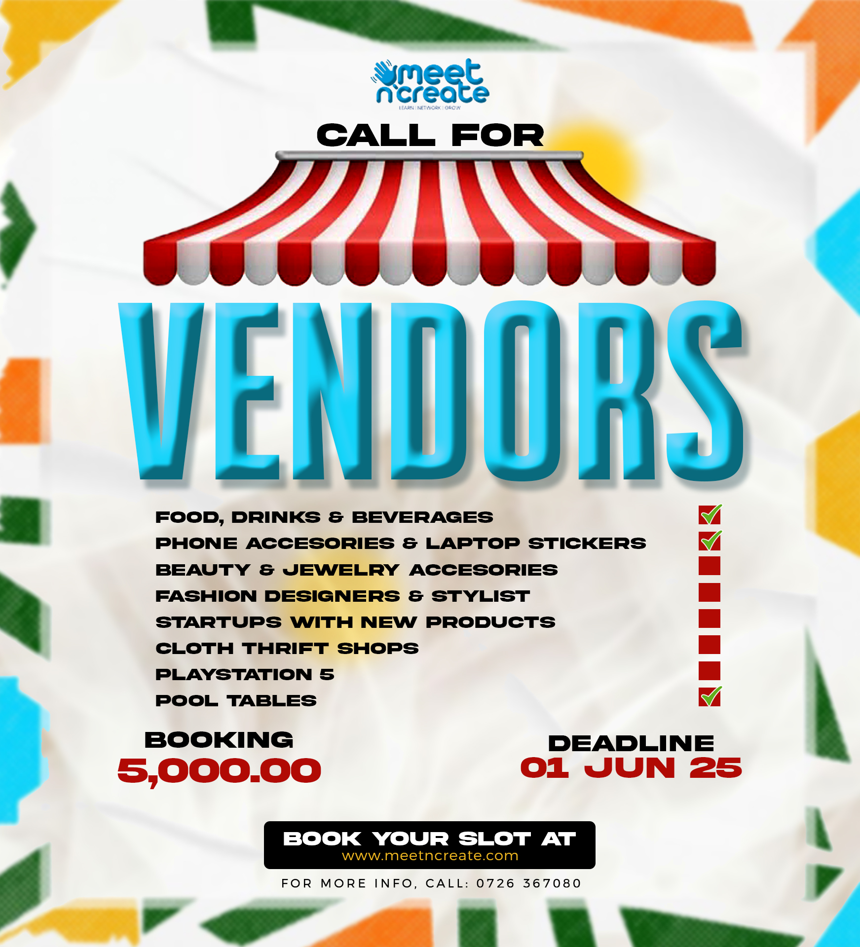 Meet and Create Vendor Booking Slots